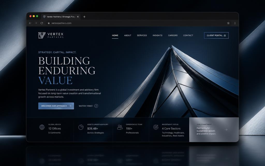 Site institucional premium para empresa de consultoria corporativa